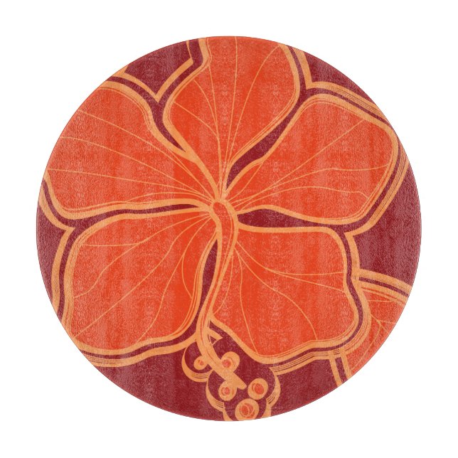 Planche À Découper Kailua Hibiscus Hawaiian Glass Cutboard (Devant)
