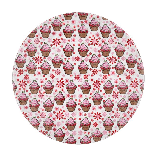 Planche À Découper Kawaii Cupcake Design - Illustration de dessert mi (Devant)