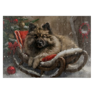 Planche À Découper keeshond Festive de Noël de chien