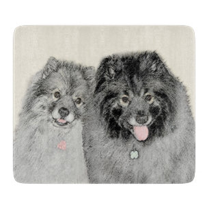 Planche À Découper Keeshond Maman et Son Peinture - Art Chien origina