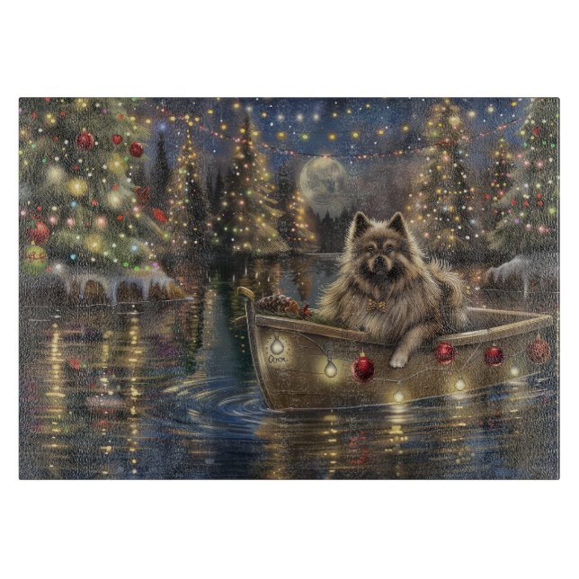 Planche À Découper Keeshond Noël Festive Voyage (Devant)