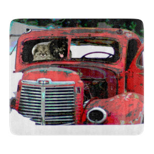 Planche À Découper Keeshond Noël Vieux Camion Peinture Chien Art