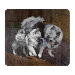 Planche À Découper Keeshond Playtime Painting - Cute Original Dog Art
