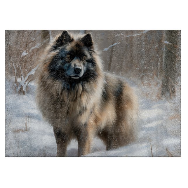 Planche À Découper Keeshond Qu'Il Neige Noël (Devant)
