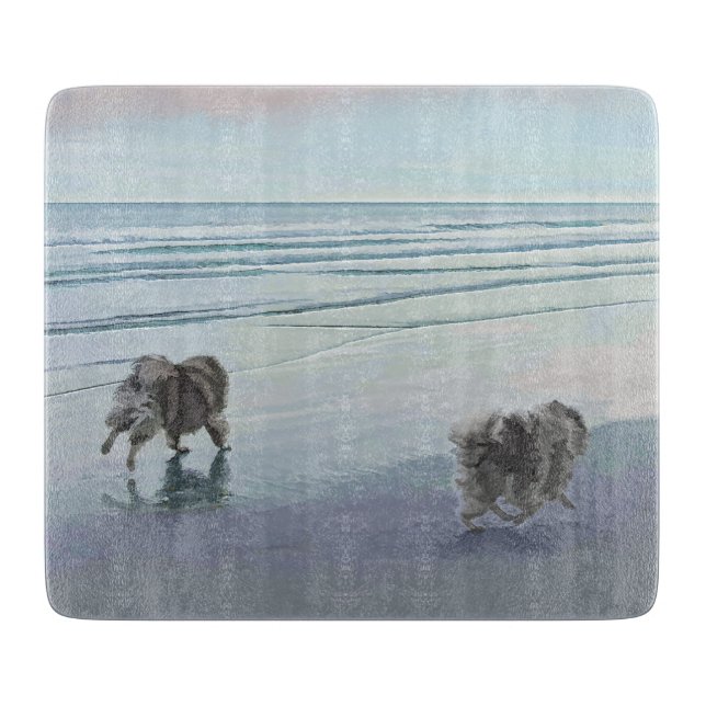 Planche À Découper Keeshonds at the Seashore Peinture Dog Art (Devant)