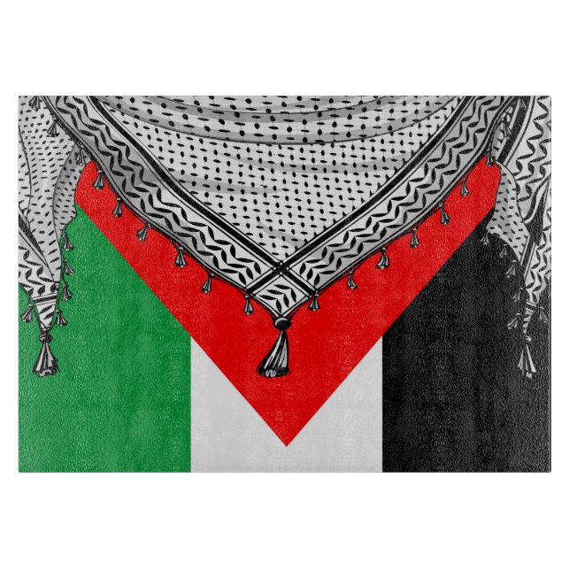 Planche À Découper Keffiyeh Écharpe palestinienne tissu traditionnel (Devant)