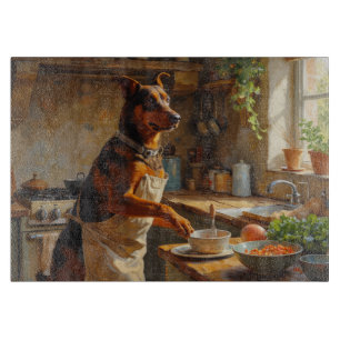 Planche À Découper Kelpie Australien Cuisinant dans la Cuisine