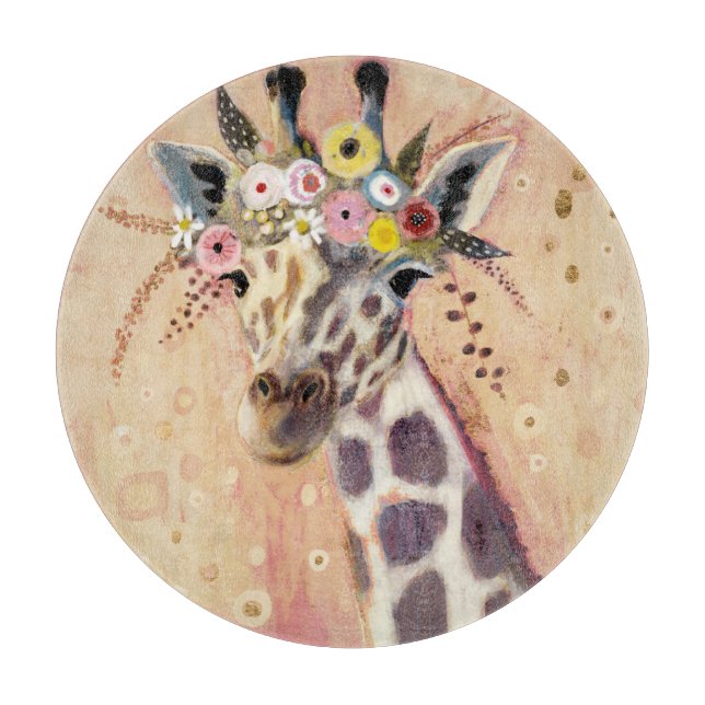 Planche À Découper Klimt Giraffe | Orné De Fleurs (Devant)