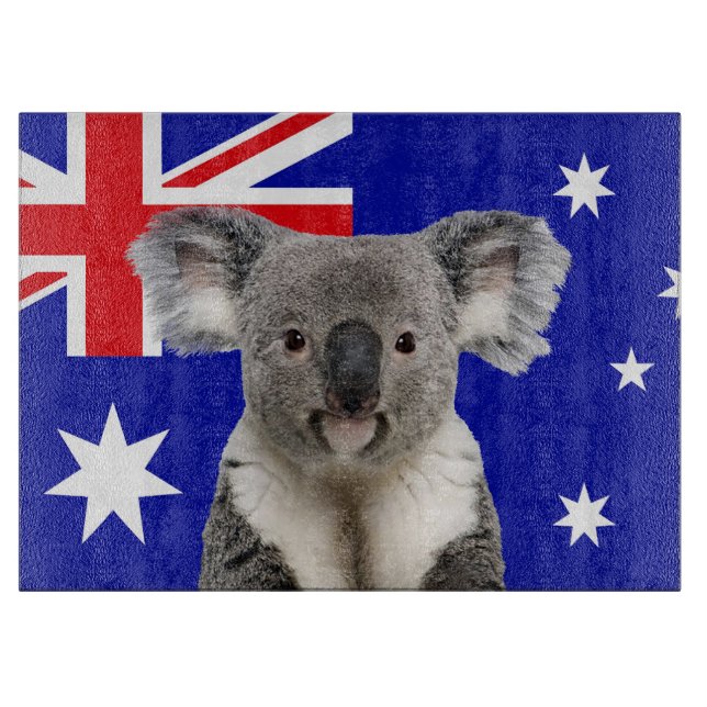 Planche À Découper Koala avec fond de drapeau australien     (Devant)