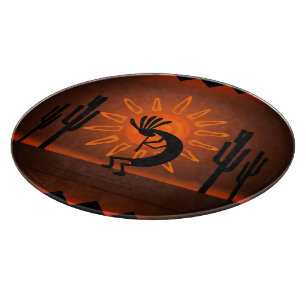 Planche À Découper Kokopelli Sun Bronzed Sunset Desert 12" rond
