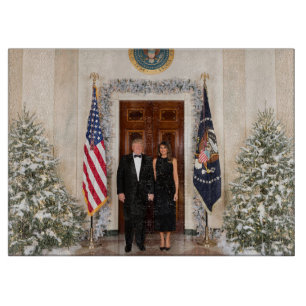 Planche À Découper La Maison Blanche de Noël de Donald & Melania Trum