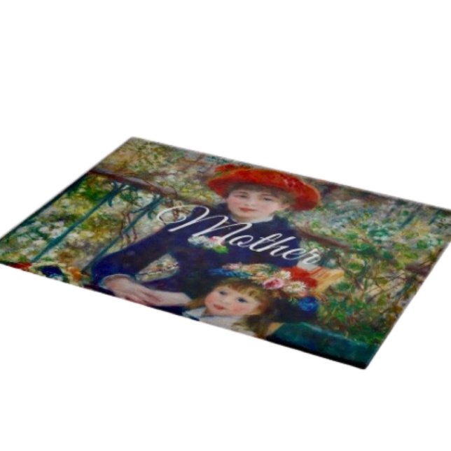 Planche à découper La Mère et l'Enfant de Renoir (Glass Cutting Board – 5 different sizes. 100% food safe.  tempered glass Non-skid rubber feet. 
)