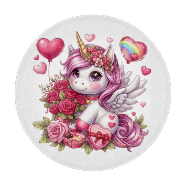 Planche À Découper La mignonne Saint Valentin licorne (Devant)