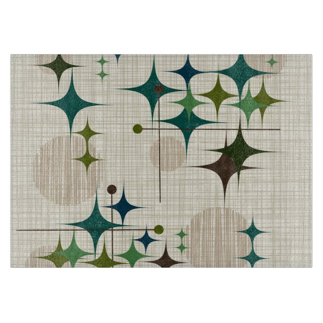 Planche À Découper La moitié du siècle Starbursts moderne et globes (Devant)