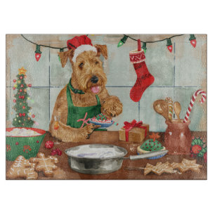 Planche À Découper La pâtisserie des fêtes de l'Airedale Terrier : No