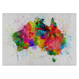 Planche À Découper La peinture de l'Australie éclabousse la carte