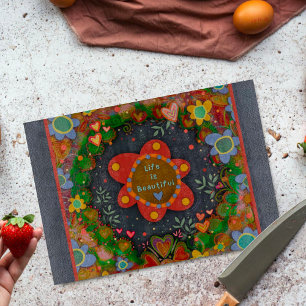 Planche À Découper La vie inspirationnelle est belle citation florale