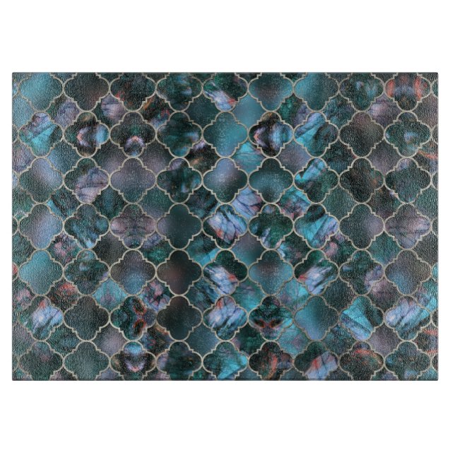Planche À Découper Labradorite marocaine de motif de Quatrefoil (Devant)