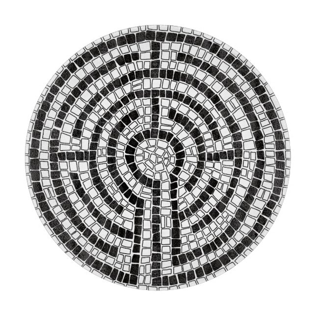 Planche À Découper LABYRINTH VII 12" Table de coupe ronde en verre (Devant)