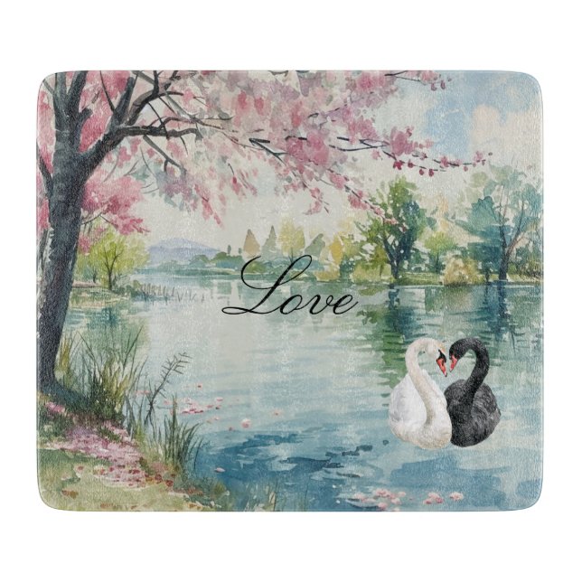 Planche À Découper Lac des cygnes amour romantique (Devant)