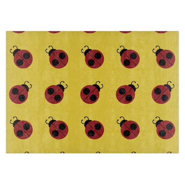 Planche À Découper Ladybug 60s rétro cool rouge jaune (Devant)