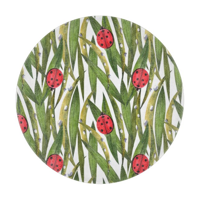 Planche À Découper Ladybugs : motif d'aquarelle arrière - plan margue (Devant)