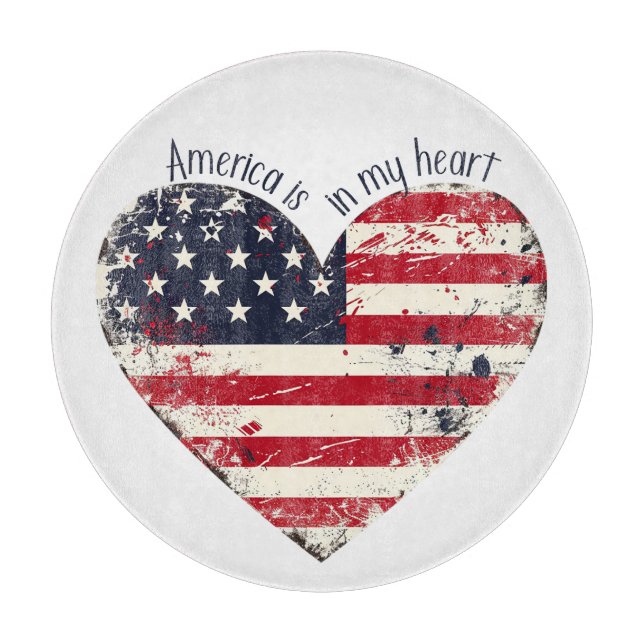 Planche À Découper L'Amérique patriotique est dans mon coeur (Devant)