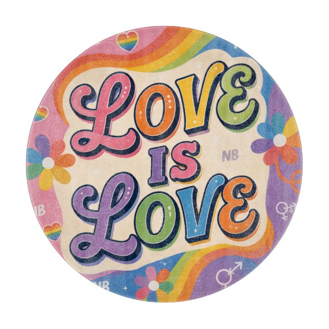 Planche À Découper L'amour est l'amour Rétro Fierté Typographie (Devant)