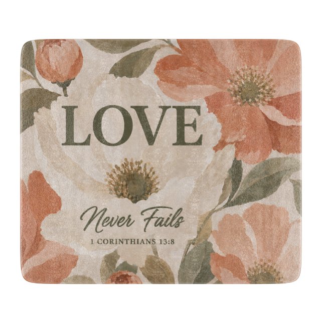 Planche À Découper L'AMOUR NE MANQUE JAMAIS | Cadeau de mariage chrét (Devant)