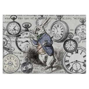 Planche À Découper Lapin Blanc Alice au Pays des Merveilles Horloges 