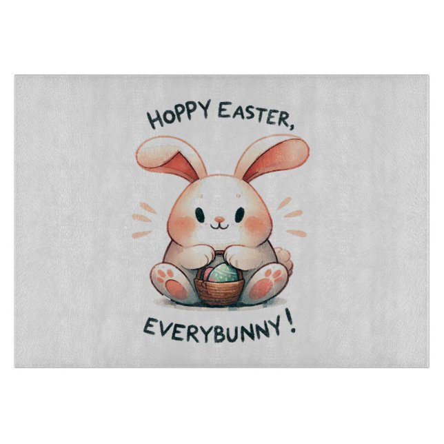 Planche À Découper Lapin de Pâques Joyeuses Pâques, à tout le monde ! (Devant)