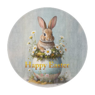 Planche À Découper Lapin de Pâques vintage avec des marguerites
