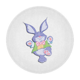Planche À Découper Lapin de Pâques violet dansant