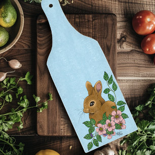 Planche À Découper Lapin Lapin Fleurs Roses
