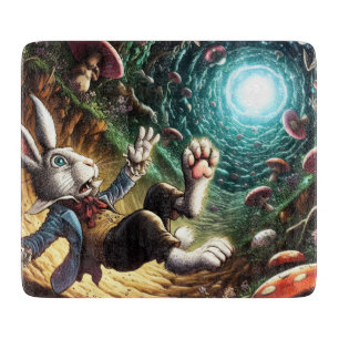 Planche À Découper Lapin Paniqué Tombant Dans Le Trou De Lapin