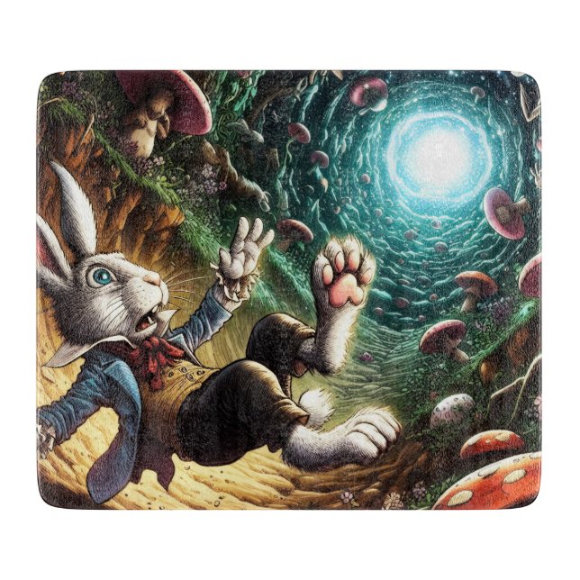 Planche À Découper Lapin Paniqué Tombant Dans Le Trou De Lapin (Devant)