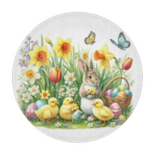 Planche À Découper lapin/poulet de printemps classique/Vintage