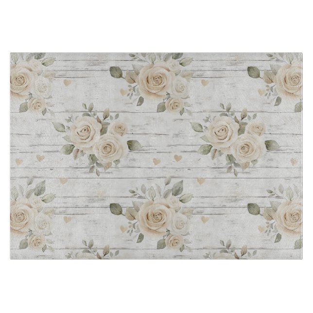 Planche À Découper Lavage de mariage bohème floral blanc crème romant (Devant)