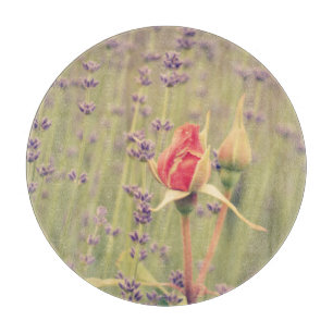 Planche À Découper Lavande et fleurs Roses