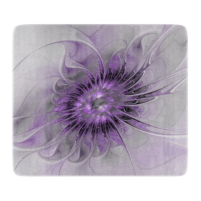 Planche À Découper Lavande Fleur Dream Moderne Abstrait Fractal Art (Devant)
