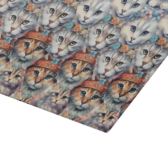 Planche À Découper Le chat fait face au Motif Hexagon (Coin)
