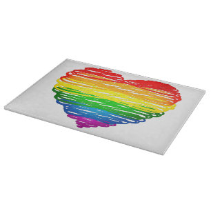 Planche À Découper Le cœur arc-en-ciel de SlipperyJoe griffonné tourb