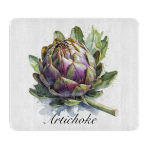 Planche À Découper Le Coeur du Jardin : Artichoke en Aquarelle