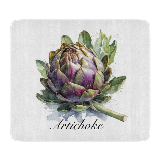 Planche À Découper Le Coeur du Jardin : Artichoke en Aquarelle (Devant)