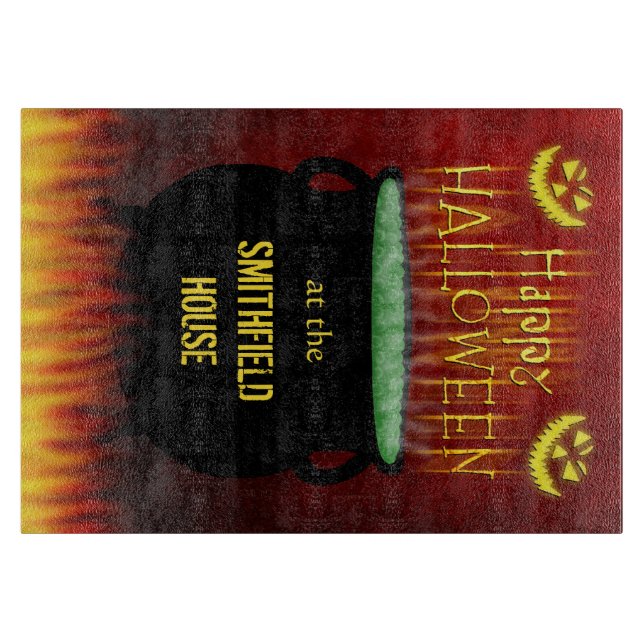 Planche À Découper Le feu heureux de chaudron de Halloween (Devant)