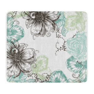 Planche À Découper Le graphique vintage floral moderne fleurit le