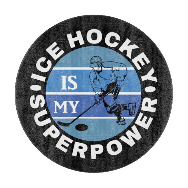 Planche À Découper Le hockey sur glace est ma superpuissance (Devant)
