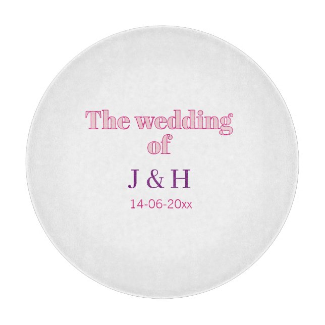 Planche À Découper Le mariage du couple nom initiale lettre date (Devant)