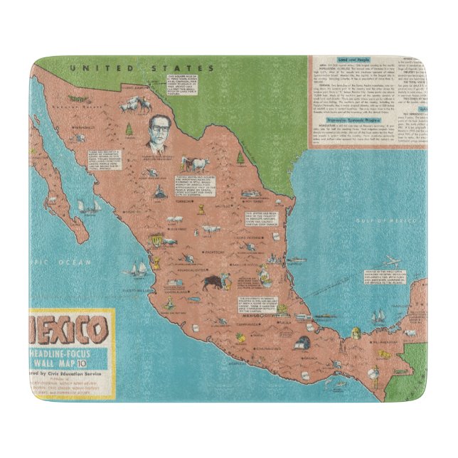 Planche À Découper Le Mexique - carte murale de Titre-Foyer (Devant)