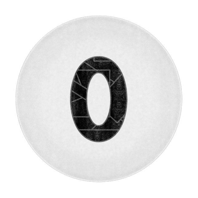 Planche À Découper Le nombre zéro (0) en noir (Devant)